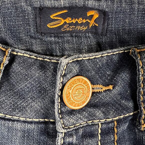 Seven7 Denim Mid Rise 5 Pocket Shorts 7” Inseam Size 14 - Picture 4 of 10